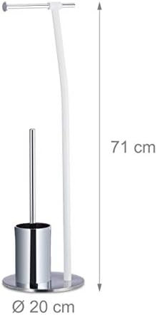 Toilet Brush Holder with Roll Holder - Modern WhiteChrome