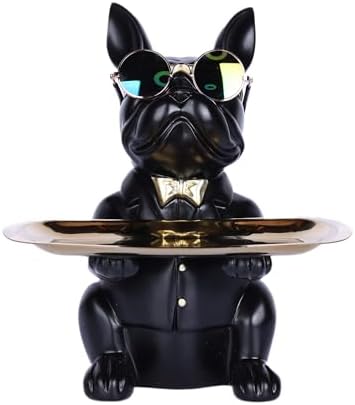 French Bulldog Resin Statue Key Holder Tray Decor