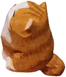 Little Orange Cat Wooden Statue Handmade Sculpture