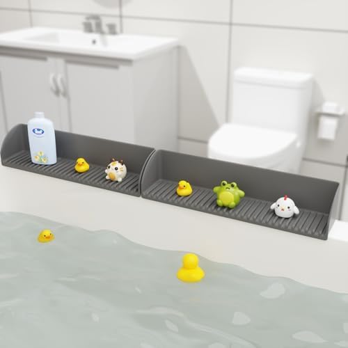 Roslim Splash Guard 2Pack Silicone Bath Tub Tray Holder with 4 Suction Cups