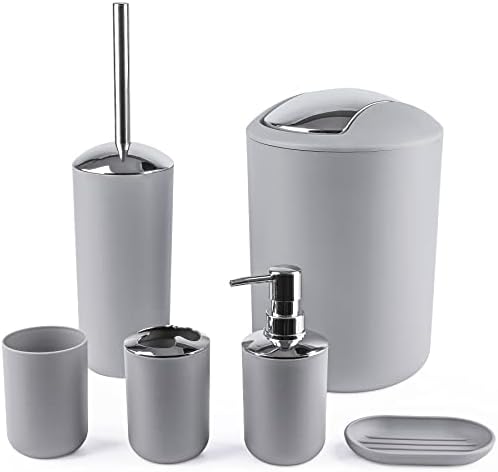 Papillon 6 Piece Bathroom Accessory Set Gray