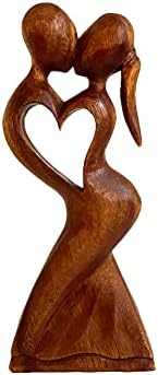 OMA Romantic Kissing Couple Wooden Statue
