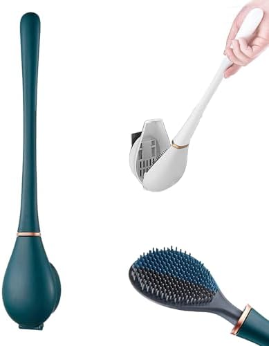 Modern Flexible Silicone Toilet Brush with Holder Green