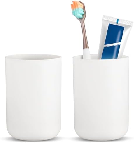 2Pcs Unbreakable Plastic Tumblers Dishwasher Safe White Bathroom Cups