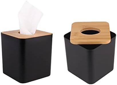 MOCHTERO Bamboo Tissue Box Holder 5x5x54in Black