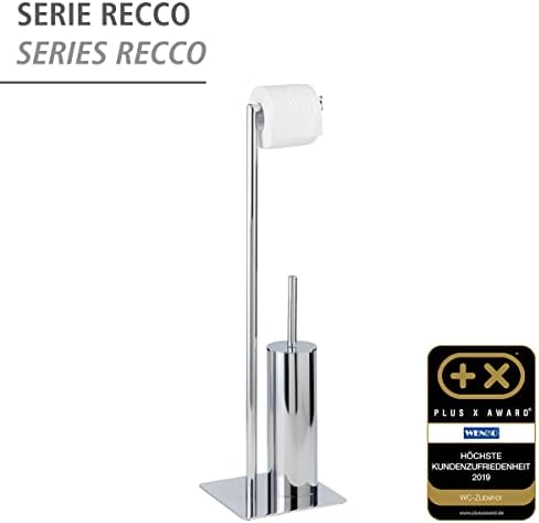 WENKO Free Standing Toilet Brush Holder Steel Silver 20x20x715cm