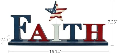 Veclotch Patriotic FAITH Wood Block Sign for 4th of July