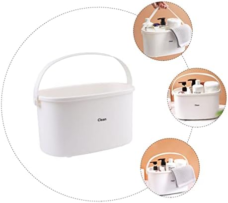 Mobestech 1Pc White Plastic Shower Organizer Basket for Bathroom Kitchen and Food Storage