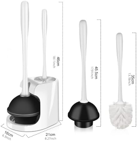 Supercap Toilet Brush Plunger Set with Holder