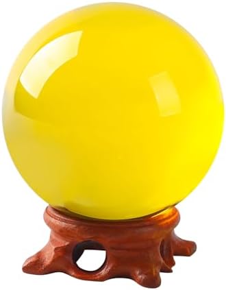 Yellow Crystal Ball 100mm with Rose Stand and Gift Box