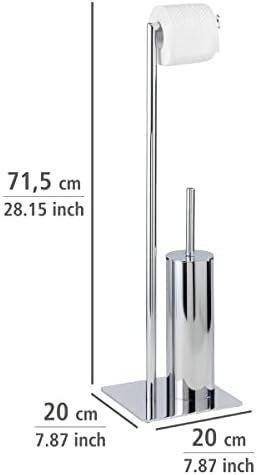 WENKO Free Standing Toilet Brush Holder Steel Silver 20x20x715cm