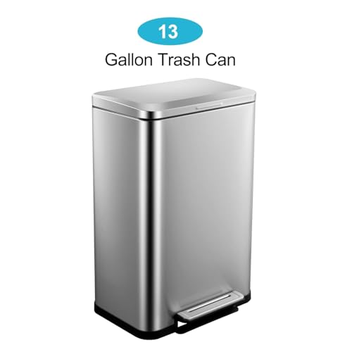 Sunvasagoo 132 Gallon Hands-Free Trash Can - Rectangular Soft Close Fingerprint Resistant