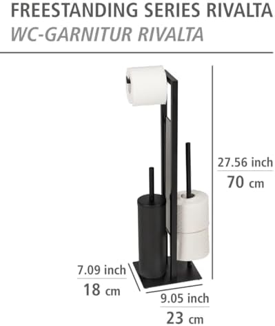 WENKO Rivalta Toilet Set with Brush Roll Holders Matte Black