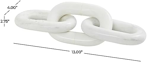 Deco 79 White Marble Chain Sculpture 3 Link Home Decor Statue