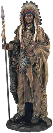 14 H Indian Warrior with Spear Statue Figurine