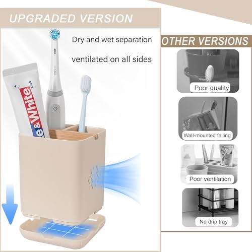 Durable 3-Slot Toothbrush Holder for Bathroom