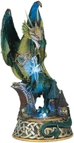ICE ARMOR 9 Inch LED Green Dragon Village Statue 1