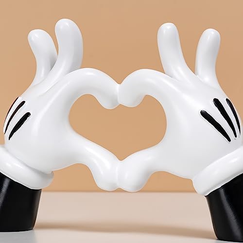 FelyHos Cartoon Heart Hands Resin Statue Modern Home Decor