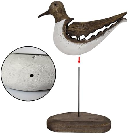 Wood Seagull Figurine Nautical Decor Statue