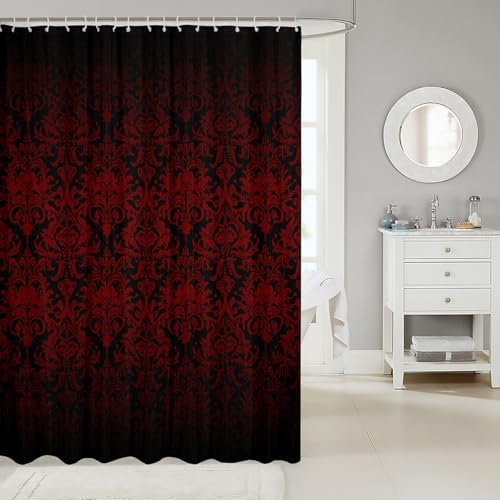 Feelyou Red Floral Jacquard Shower Curtain Set for Kids