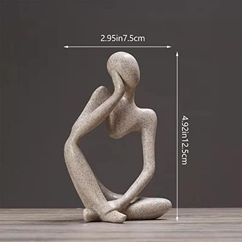 Sandstone Resin Thinker Statue Abstract Decor for Home and Desk