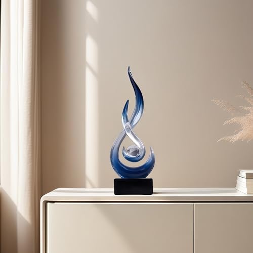 Flame Sculpture Modern Resin Art Decoration in Blue Gradient