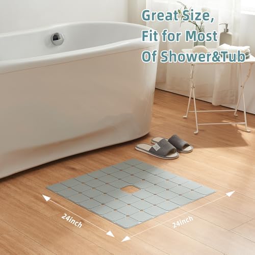 MeimeiDe Non-Slip Silicone Shower Mat 24x24 Inch Grey