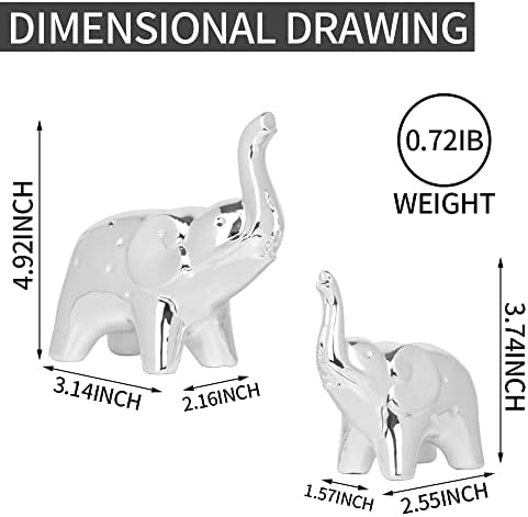 Handmade Silver Ceramic Elephant Statue Pair