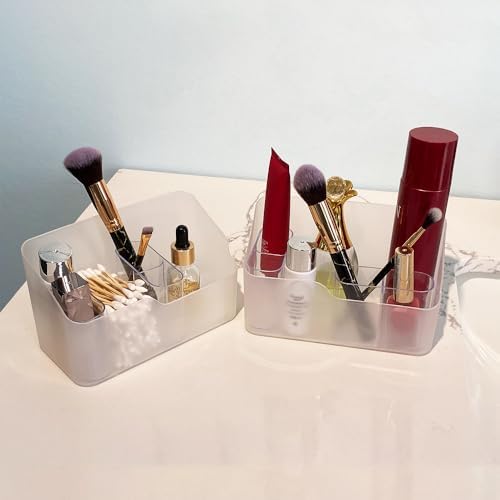 2 Pack Clear Makeup Organizer with 4 Compartments