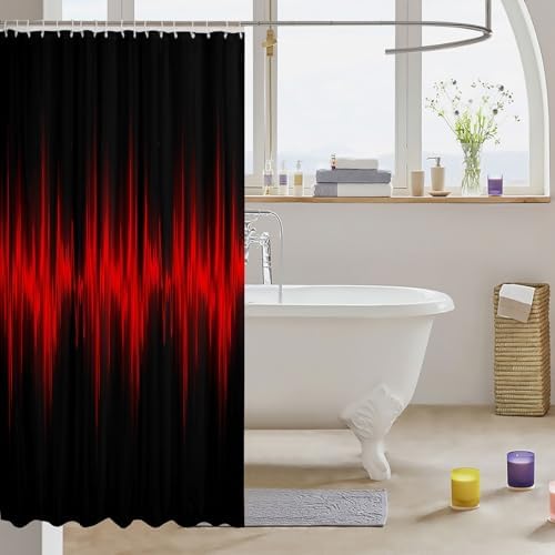 Feelyou Red and Black Bath Curtain Set