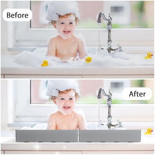 Roslim Splash Guard 2Pack Silicone Bath Tub Tray Holder with 4 Suction Cups