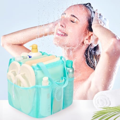 Famichan Mesh Shower Caddy with 8 Pockets Blue