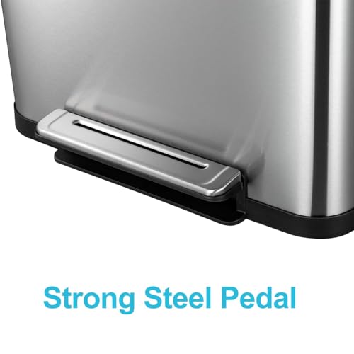 Sunvasagoo 132 Gallon Hands-Free Trash Can - Rectangular Soft Close Fingerprint Resistant