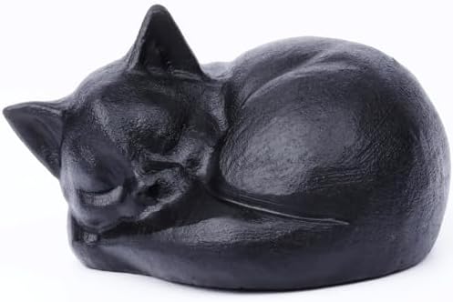 Black Obsidian Cat Statue 21 Inch Healing Crystal Decor for Home Office Desk