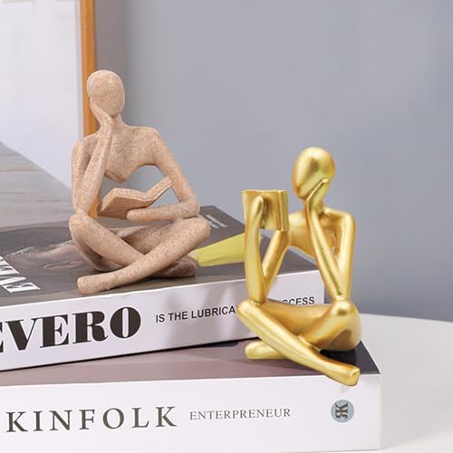 Jinkoozz Gold Reading Women Statue - Modern Aesthetic Figurine Decor