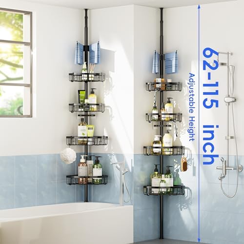 Coonoor Corner Shower Caddy with Tension Pole - 4-Tier Rustproof Organizer