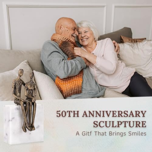 50th Wedding Anniversary Sculpture Set - Iron Marble