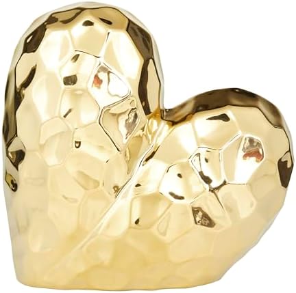 Deco 79 Gold Porcelain Heart Sculpture 8x3x8