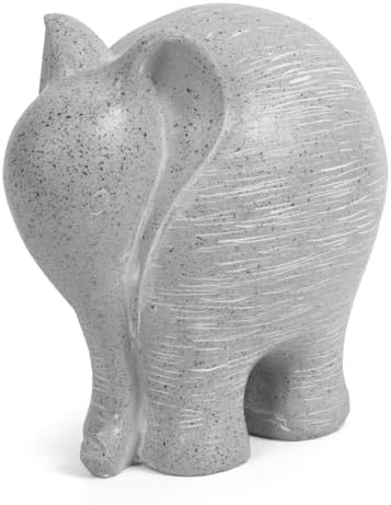 Elephant Statue Robust Resin 55 H Modern Decor for Bookshelf Office Living Room Light Gray