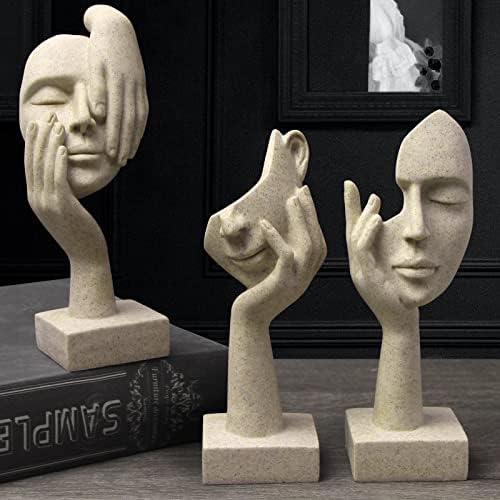 3 Pcs Thinker Statue Modern Home Resin Sculptures