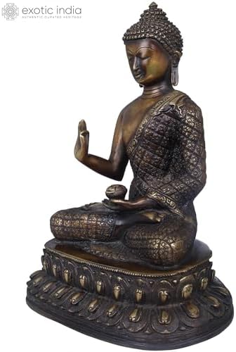 10-Inch Brass Chequered Robe Buddha Statue 1