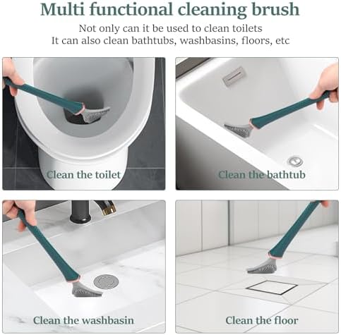 3Pcs ABS Shell Toilet Brush with Wall Mount Holder and Flexible Bristles