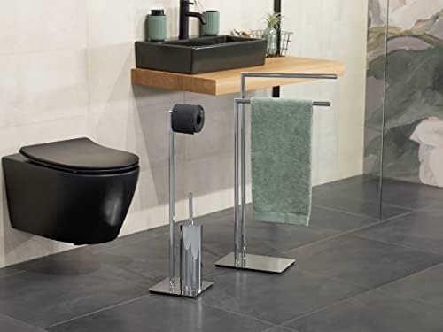 WENKO Free Standing Toilet Brush Holder Steel Silver 20x20x715cm