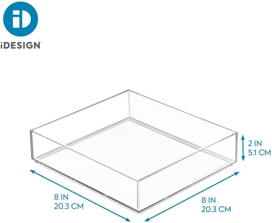 InterDesign Clarity Clear Vanity Tray Organizer 8x8x2