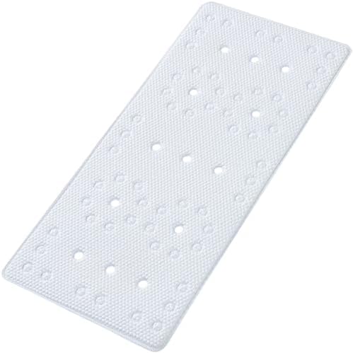 Webos Bathtub Mat Non Slip - Soft Foam Safety Mat with Suction Cups and Drain Holes for Elderly Kids and Home Use White