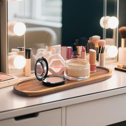 GinSent Wooden Vanity Bathroom Tray with Raised Edges