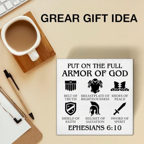 Christian Armor of God Wood Box Sign 5x5 Inches