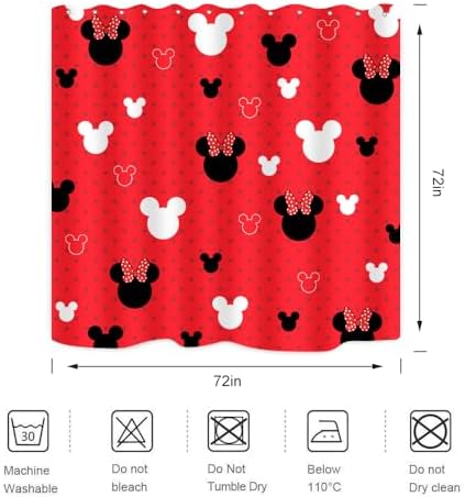 BIYSUC Cartoon Mouse Head Shower Curtain with 12 Hooks 1