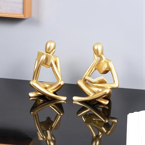 Jinkoozz Gold Reading Women Statue - Modern Aesthetic Figurine Decor