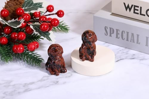 Jovivi Red Obsidian Dog Crystal Figurine Home Decor 1